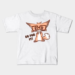 Cute Kawaii Nerd Fox go for it Kids T-Shirt